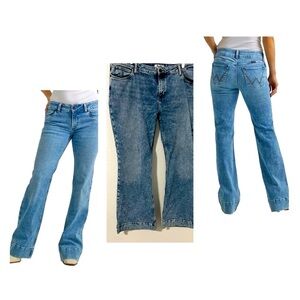 Wrangler Retro Women's Mae Mid Rise Wide Leg Trouser Kacey Jeans Acid Wash 35x34